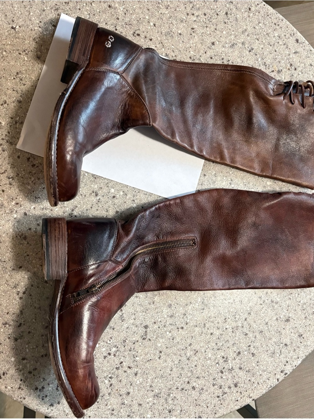 BED|STU Brown Leather Lace-Up Over-the-Knee Boots